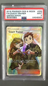 2019 Pokemon Sun & Moon Unified Minds 233 Full Art/coach Trainer PSA