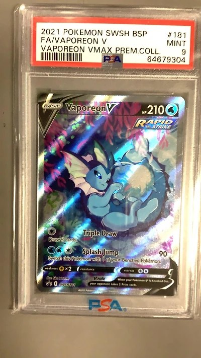 2021 Pokemon Swsh Black Star Promo 181 Fa/vaporeon V PSA