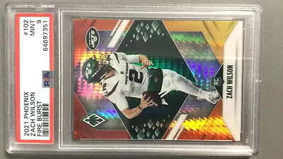 2021 Panini Phoenix 102 Zach Wilson Fire Burst PSA 9