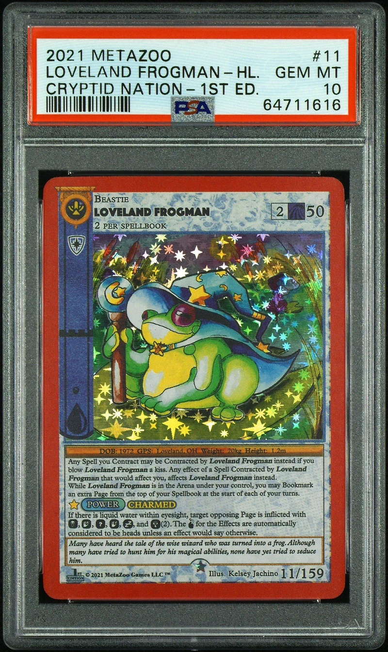 2021 Metazoo Cryptid Nation 11 Loveland Frogman-holo 1st Edition PSA 10