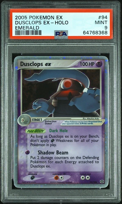 2005 Pokemon Ex Emerald 94 Dusclops Ex-holo PSA 9