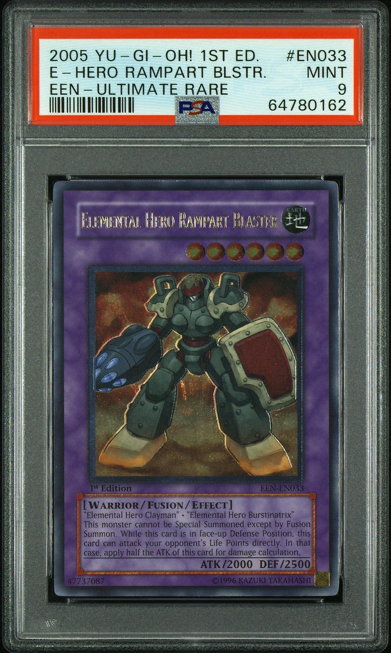 2005 Yu-gi-oh! Elemental Energy 1st Edition En033 Elemental Hero Rampart Blaster Ultimate Rare PSA 9