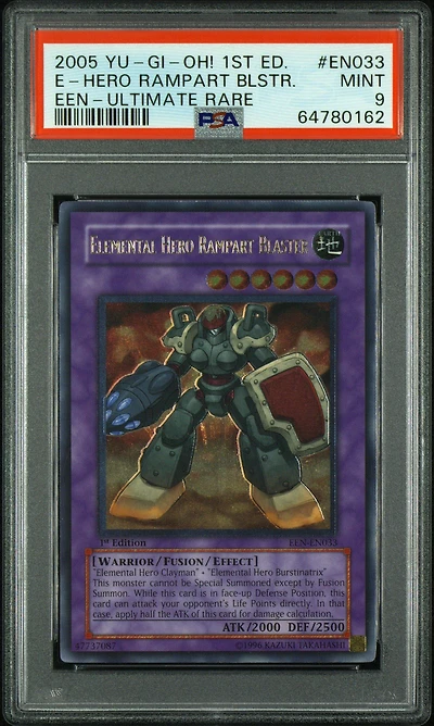 2005 Yu-gi-oh! Elemental Energy 1st Edition En033 Elemental Hero Rampart Blaster Ultimate Rare PSA 9
