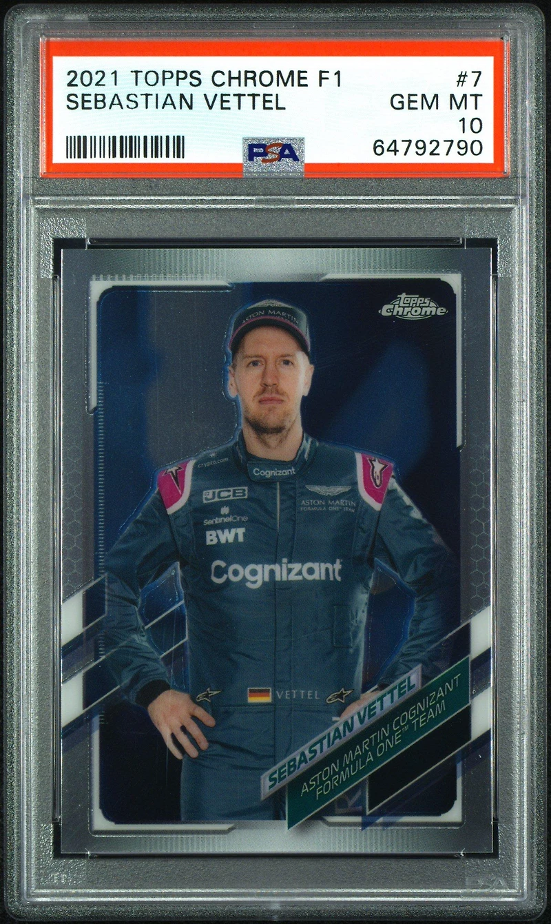 2021 Topps Chrome Formula 1 7 Sebastian Vettel PSA 10