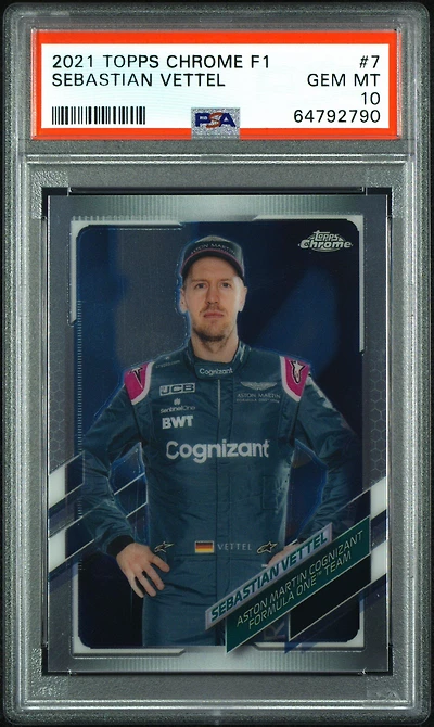 2021 Topps Chrome Formula 1 7 Sebastian Vettel PSA 10