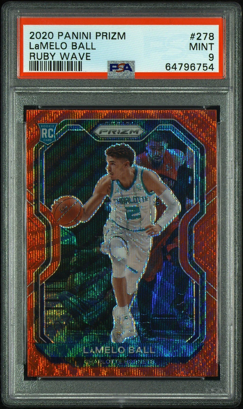 2020 Panini Prizm 278 Lamelo Ball Ruby Wave PSA 9