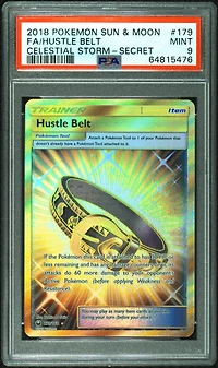 2018 Pokemon Sun & Moon Celestial Storm 179 Full Art/hustle Belt Secret PSA 9