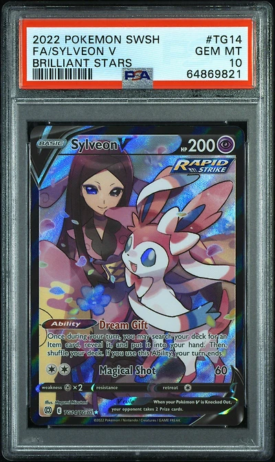 2022 Pokemon Sword & Shield Brilliant Stars Tg14 Full Art/sylveon V PSA