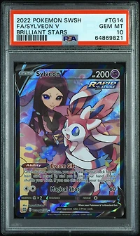 2022 Pokemon Sword & Shield Brilliant Stars Tg14 Full Art/sylveon V PSA