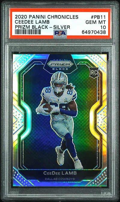 2020 Panini Chronicles Prizm Black Pb11 Ceedee Lamb Silver PSA 10