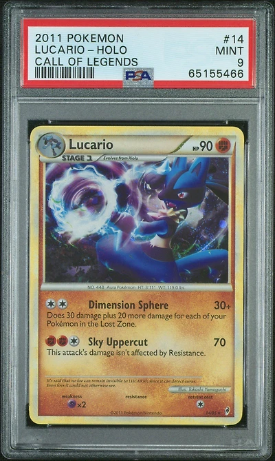 2011 Pokemon Call Of Legends 14 Lucario-holo PSA 9