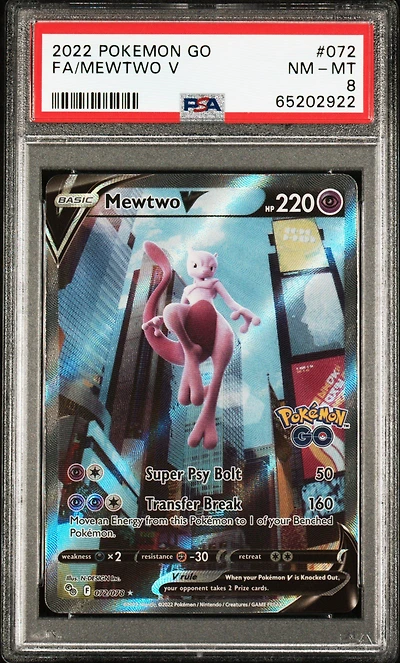 2022 Pokemon Go 072 Full Art/mewtwo V PSA
