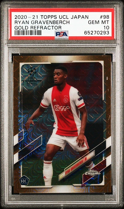 2020 Topps Uefa Champions League Japan Edition 98 Ryan Gravenberch Gold Refractor PSA 10