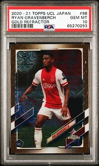 2020 Topps Uefa Champions League Japan Edition 98 Ryan Gravenberch Gold Refractor PSA 10