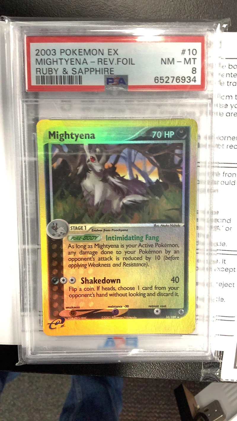 2003 Pokemon Ex Ruby & Sapphire 10 Mightyena-reverse Foil PSA 8