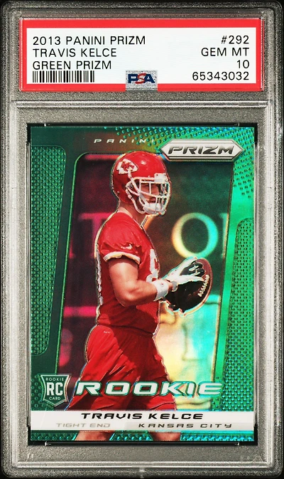 2013 Panini Prizm 292 Travis Kelce Green Prizm PSA 10