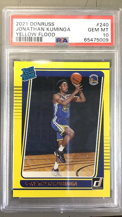 2021 Panini Donruss 240 Jonathan Kuminga Yellow Flood PSA 10