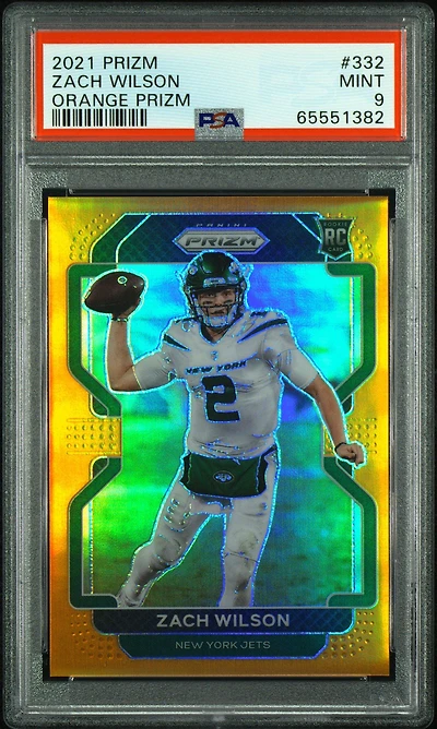 2021 Panini Prizm 332 Zach Wilson Orange Prizm PSA 9