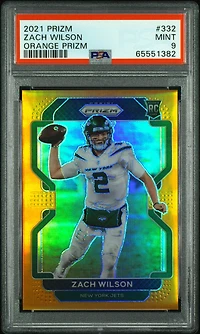 2021 Panini Prizm 332 Zach Wilson Orange Prizm PSA 9