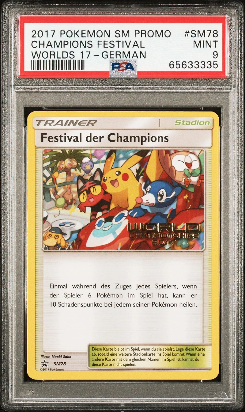 2017 Pokemon Sm Black Star Promo Sm78 Champions Festival Worlds 17-german PSA 9