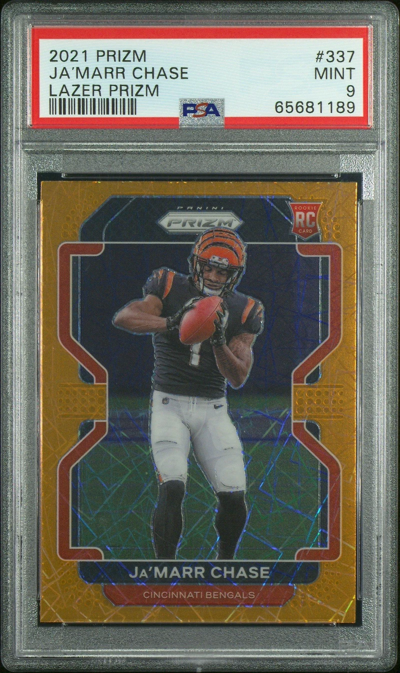 2021 Panini Prizm 337 Ja’marr Chase Lazer Prizm PSA 9