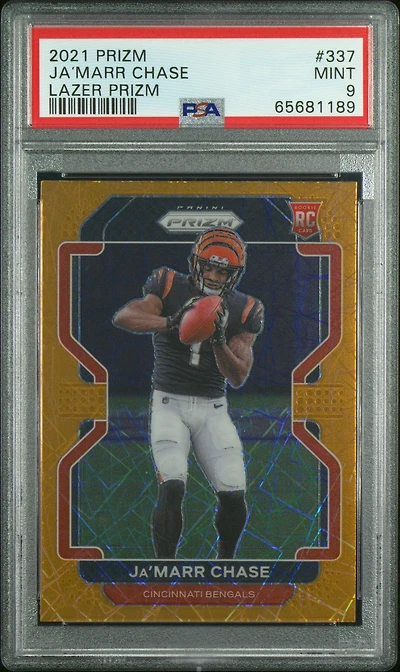 2021 Panini Prizm 337 Ja’marr Chase Lazer Prizm PSA 9