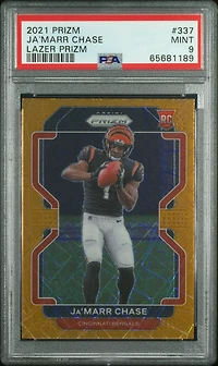 2021 Panini Prizm 337 Ja’marr Chase Lazer Prizm PSA 9