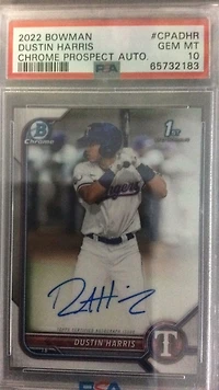 2022 Bowman Chrome Prospect Autographs Cpadhr Dustin Harris PSA 10