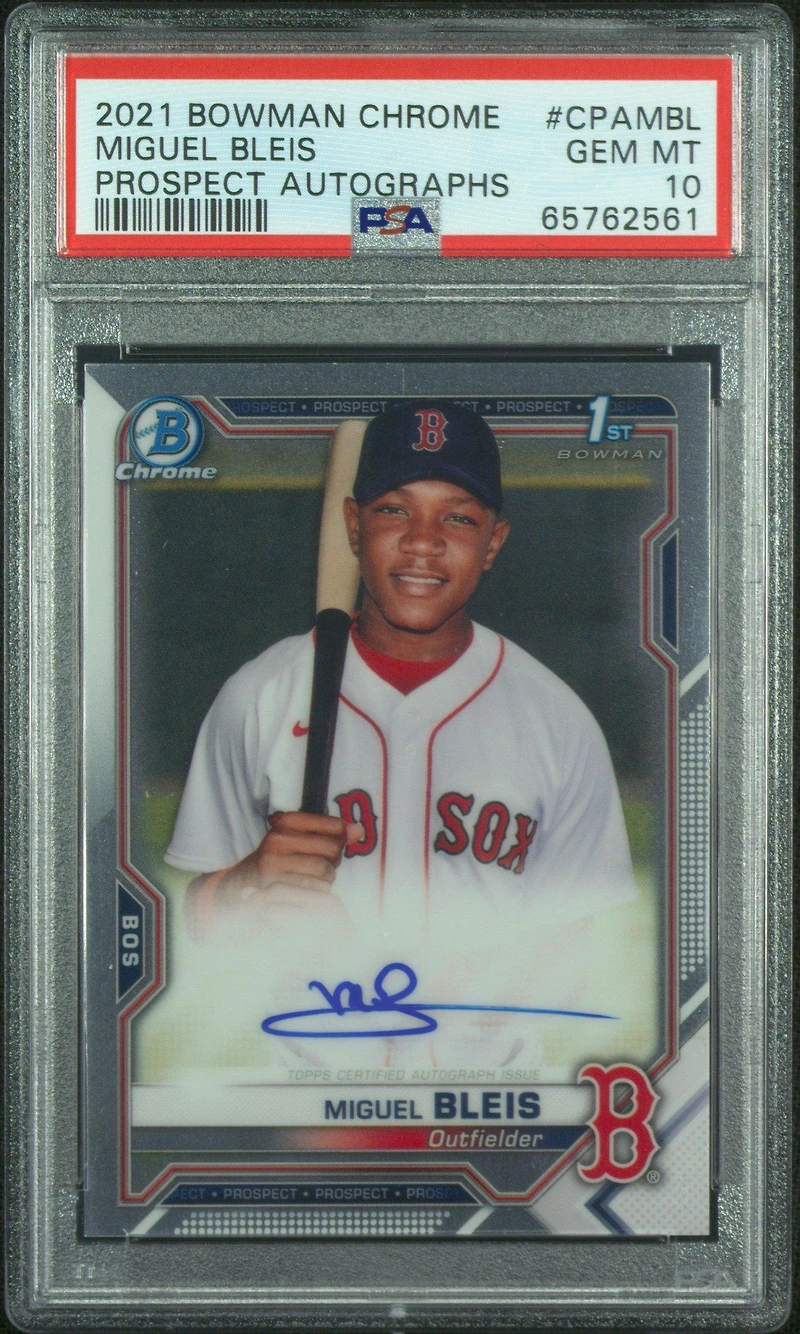 2021 Bowman Chrome Prospect Autographs Cpambl Miguel Bleis PSA 10