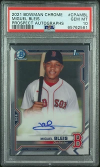 2021 Bowman Chrome Prospect Autographs Cpambl Miguel Bleis PSA 10