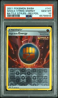 2021 Pokemon Sword & Shield Battle Styles 141 Single Strike Energy-reverse Foil PSA 10