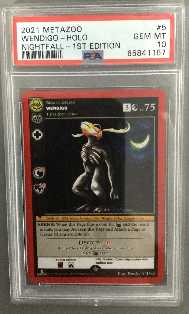 2021 Metazoo Nightfall 5 Wendigo-holo 1st Edition PSA 10