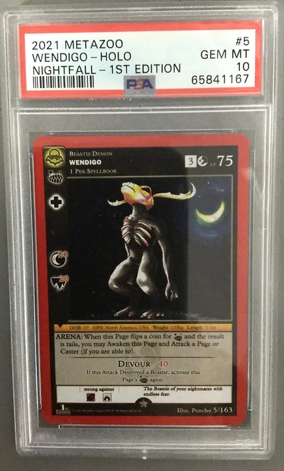 2021 Metazoo Nightfall 5 Wendigo-holo 1st Edition PSA 10