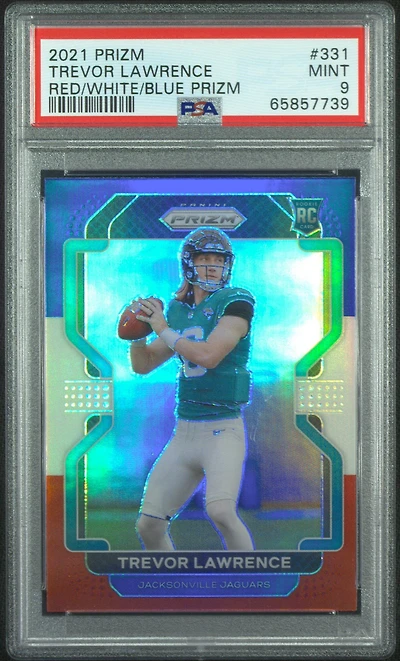 2021 Panini Prizm 331 Trevor Lawrence Red/white/blue Prizm PSA 9