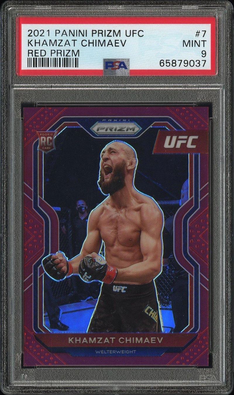 2021 Panini Prizm Ufc 7 Khamzat Chimaev Red Prizm PSA 9