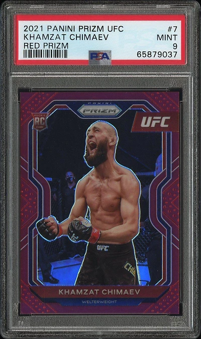2021 Panini Prizm Ufc 7 Khamzat Chimaev Red Prizm PSA 9