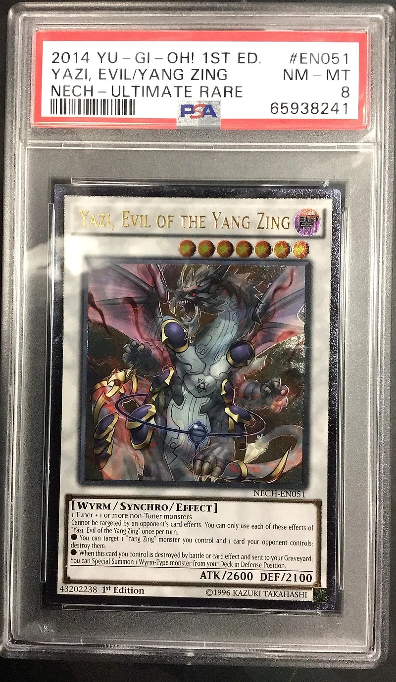 2014 Yu-gi-oh! Nech-the New Challengers En051 Yazi, Evil Of The Yang Zing 1st Edition-ultimate Rare PSA 8