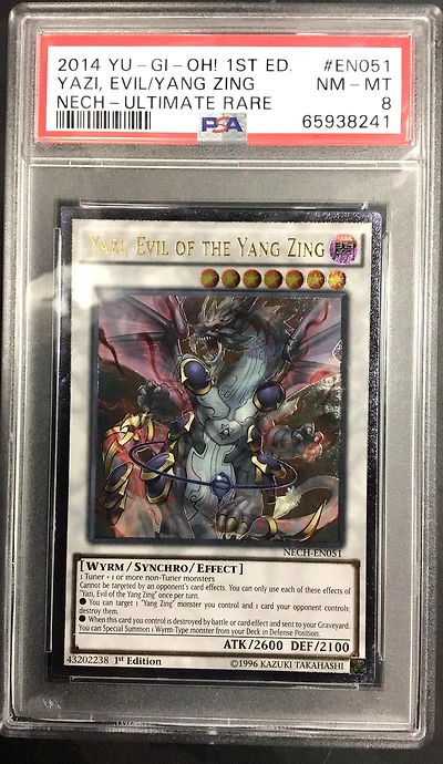 2014 Yu-gi-oh! Nech-the New Challengers En051 Yazi, Evil Of The Yang Zing 1st Edition-ultimate Rare PSA 8
