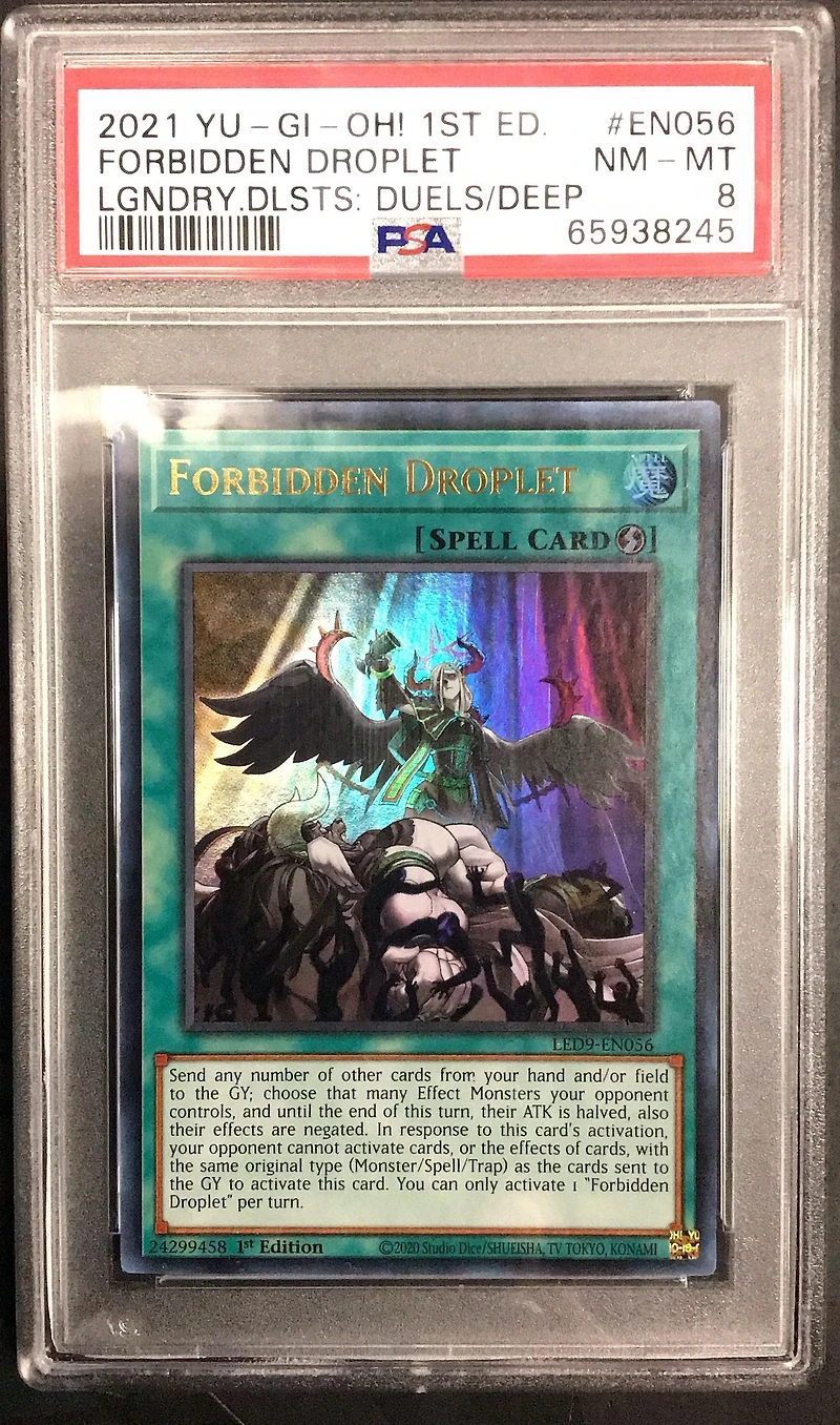 2022 Yu-gi-oh! Legendary Duelists: Duels From The Deep En056 Forbidden Droplet 1st Edition PSA 8