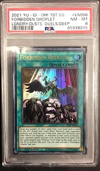 2022 Yu-gi-oh! Legendary Duelists: Duels From The Deep En056 Forbidden Droplet 1st Edition PSA 8