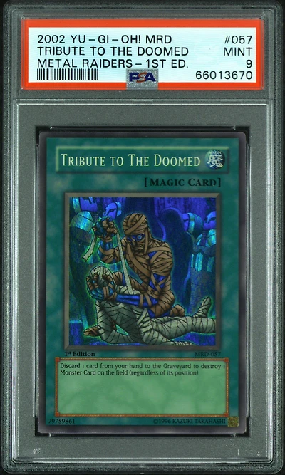 2002 Yu-gi-oh! Mrd-metal Raiders 057 Tribute To The Doomed PSA 9