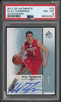 2011 Sp Authentic 23 Klay Thompson Autograph PSA 8