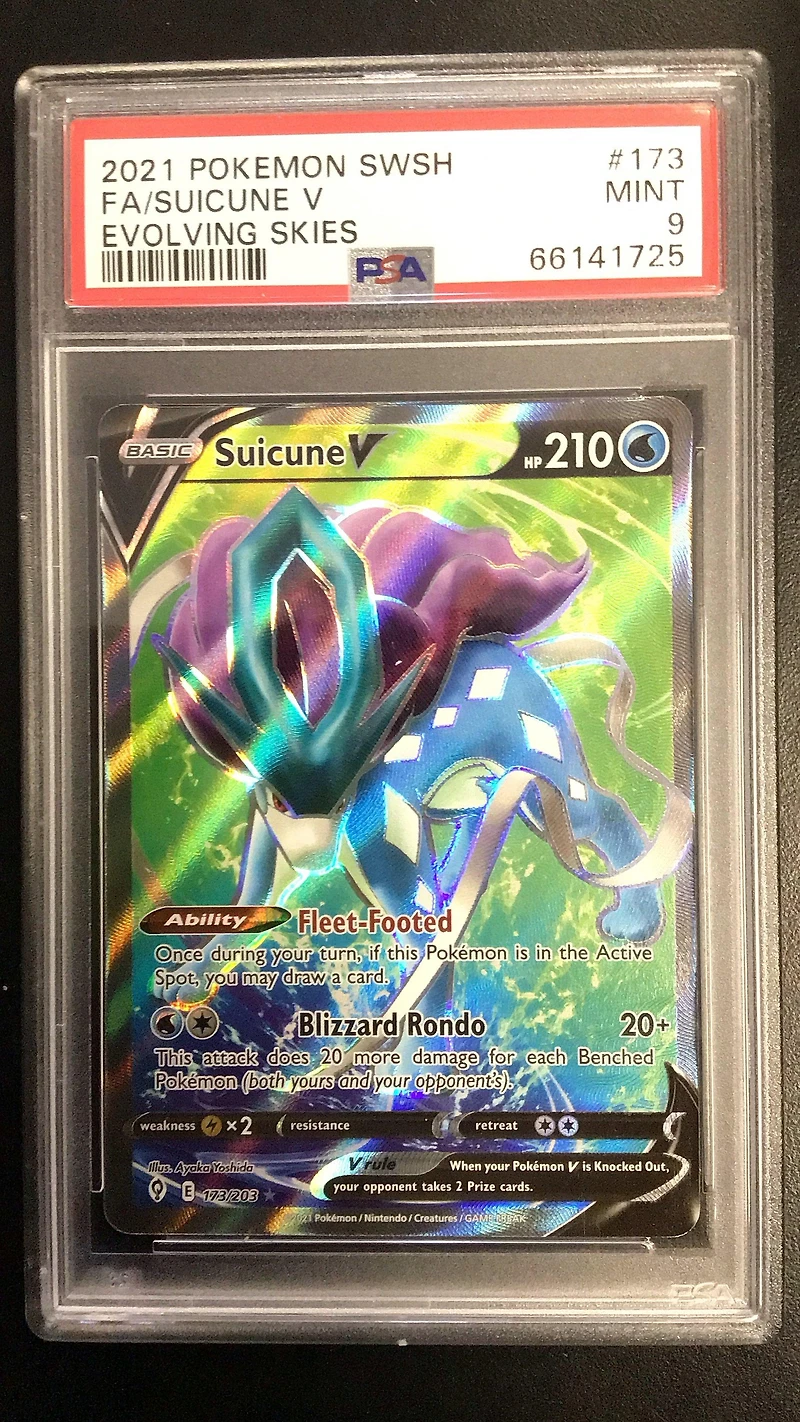 2021 Pokemon Sword & Shield Evolving Skies 173 Fa/suicune V PSA 9