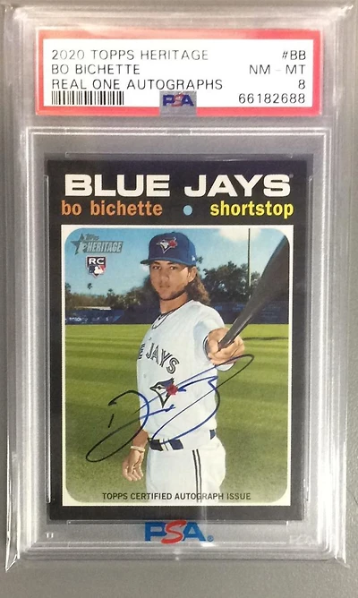 2020 Topps Heritage Real One Autographs Bb Bo Bichette PSA 8