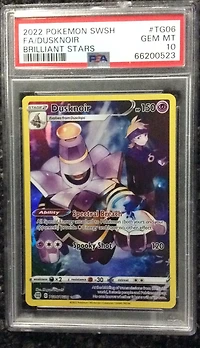 2022 Pokemon Sword & Shield Brilliant Stars Tg06 Full Art/dusknoir PSA 10