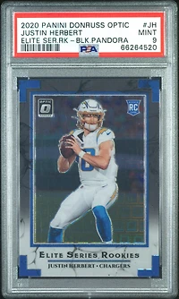 2020 Panini Donruss Optic Elite Series Rookies Jh Justin Herbert Black Pandora PSA 9