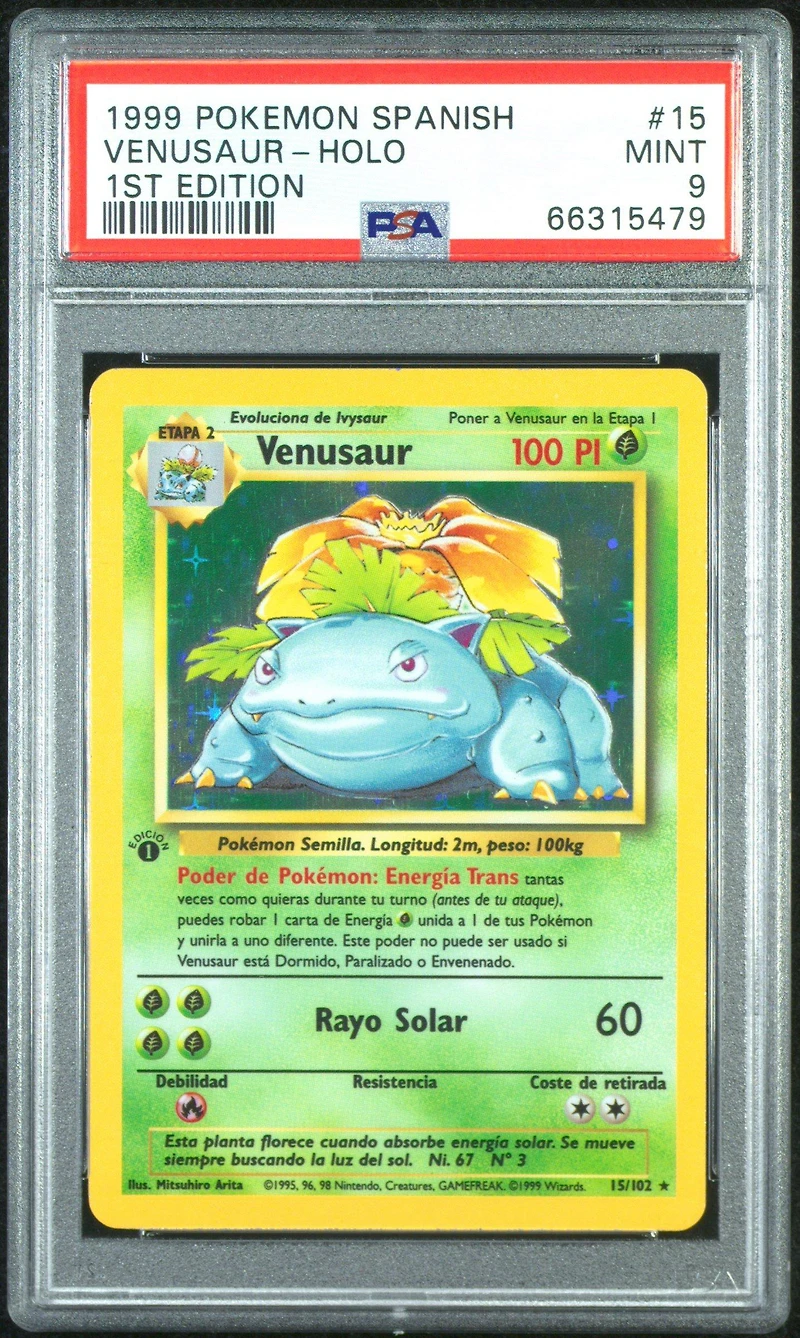 1999 Pokemon Spanish 15 Venusaur-holo 1st Edition PSA 9