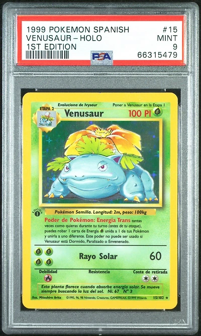 1999 Pokemon Spanish 15 Venusaur-holo 1st Edition PSA 9