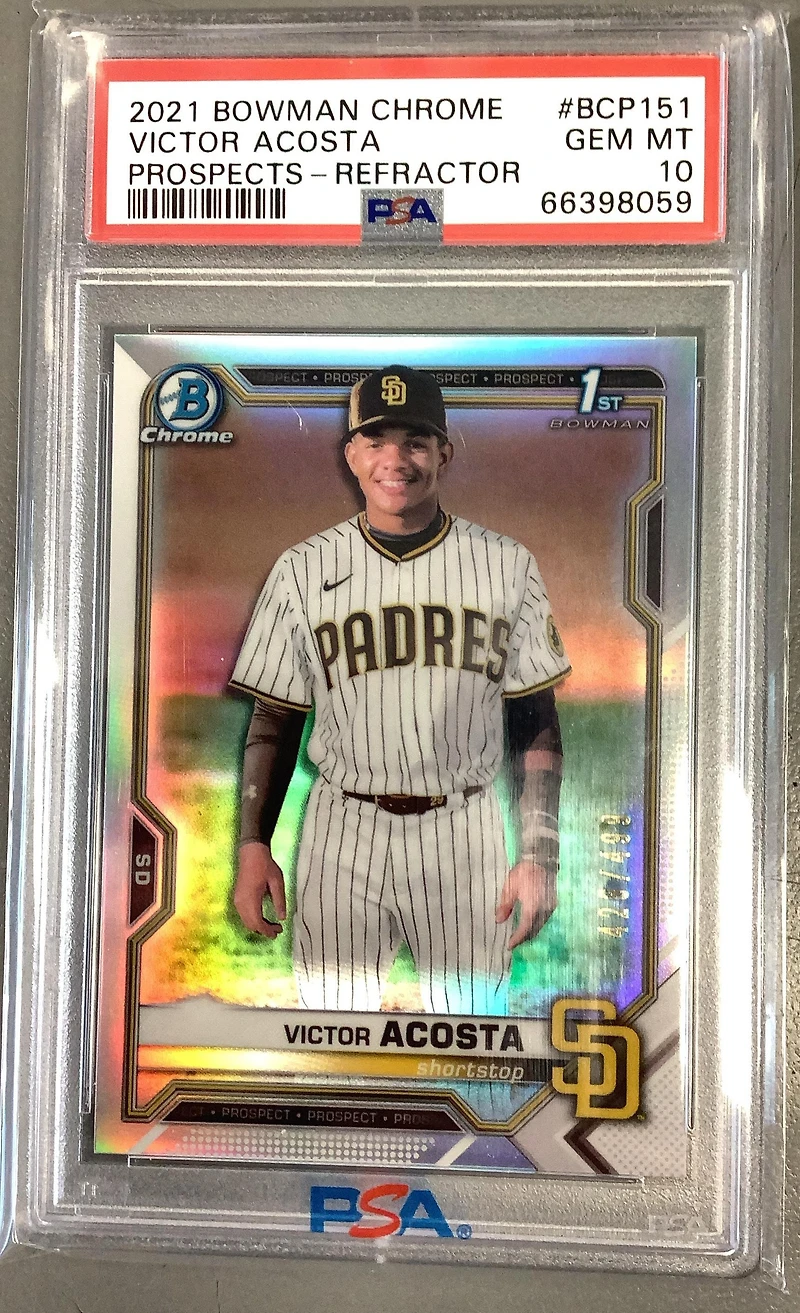 2021 Bowman Chrome Prospects Bcp151 Victor Acosta Refractor PSA 10