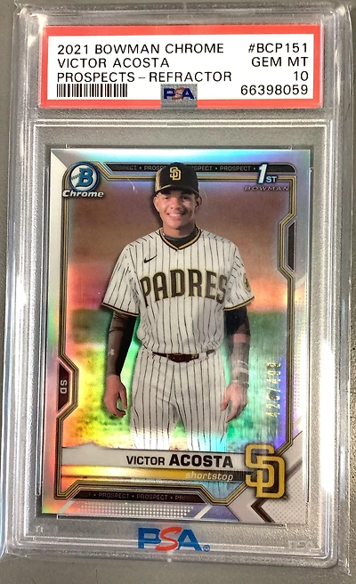 2021 Bowman Chrome Prospects Bcp151 Victor Acosta Refractor PSA 10